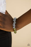 Paparazzi "Shock Factor" Green Pearly Bead Silver Link Stretchy Bracelet Paparazzi Jewelry