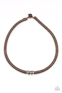 Paparazzi "Trail Rules" Brown  Twine Black Coed Silver Bead Urban Necklace Unisex Paparazzi Jewelry