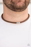 Paparazzi "Trail Rules" Brown  Twine Black Coed Silver Bead Urban Necklace Unisex Paparazzi Jewelry