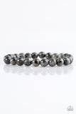 Paparazzi "Motivation" Silver Accented Black Stone Stretchy Urban Bracelet Unisex Paparazzi Jewelry