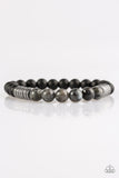 Paparazzi "Energetic" Silver Metallic Accent Black & Natural Stone Urban Bracelet Unisex Paparazzi Jewelry