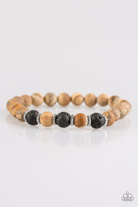 Paparazzi "Levelheaded" Brown Stone Black Lava Stone Urban Bracelet Unisex Paparazzi Jewelry