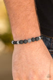 Paparazzi "Good-Natured" Black Lava Rock Silver Accent Stretchy Bracelet Unisex Paparazzi Jewelry