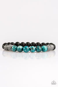 Paparazzi "Energetic" Blue & Black Stone Metallic Accent Urban Bracelet Unisex Paparazzi Jewelry