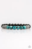 Paparazzi "Energetic" Blue & Black Stone Metallic Accent Urban Bracelet Unisex Paparazzi Jewelry