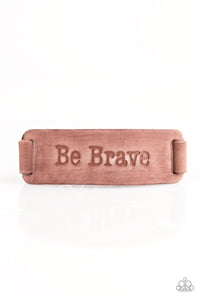 Paparazzi "Put On A Brave Face" Brown Leather Stamped "BE BRAVE" Urban Bracelet Unisex Paparazzi Jewelry