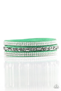 Paparazzi "Mega Glam" Green Wrap Bracelet Paparazzi Jewelry