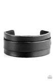 Paparazzi "Road Trip Style" Black Leather Urban Bracelet Unisex Paparazzi Jewelry