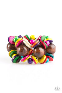 Paparazzi "Fiji Fabulous" Multi Colored Wooden Bead Bracelet Paparazzi Jewelry