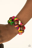Paparazzi "Fiji Fabulous" Multi Colored Wooden Bead Bracelet Paparazzi Jewelry