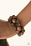 Paparazzi "Fiji Fabulous" Brown Wooden Bead Bracelet Paparazzi Jewelry