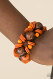 Paparazzi "Fiji Fabulous" Orange and Brown Wooden Bead Bracelet Paparazzi Jewelry