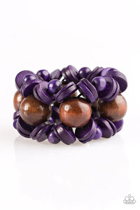 Paparazzi "Fiji Fabulous" Purple and Brown Wooden Bracelet Paparazzi Jewelry