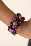 Paparazzi "Fiji Fabulous" Purple and Brown Wooden Bracelet Paparazzi Jewelry