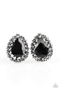 Paparazzi VINTAGE VAULT "Quintessentially Queen" Black Post Earrings Paparazzi Jewelry