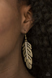 Paparazzi "Feather On Fleek" Brass Earrings Paparazzi Jewelry