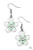 Paparazzi "Havana Harmony" Green Flower Pearl Silver Earrings Paparazzi Jewelry