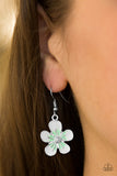 Paparazzi "Havana Harmony" Green Flower Pearl Silver Earrings Paparazzi Jewelry