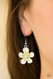 Paparazzi "Havana Harmony" Yellow Flower Pearl Silver Earrings Paparazzi Jewelry