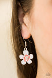 Paparazzi "Havana Harmony" Orange Flower Pearl Silver Earrings Paparazzi Jewelry