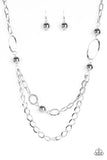 Paparazzi "Mega Metal" Silver Necklace & Earring Set Paparazzi Jewelry