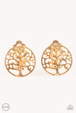 Paparazzi "Royal TREE-tment" Gold Tree Design Round Clip On Earrings Paparazzi Jewelry