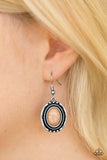 Paparazzi "Shifting Sands" Brown Oval Stone Silver Earrings Paparazzi Jewelry