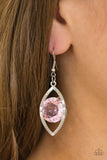 Paparazzi "Your Eyes Only" Pink Gem Silver Marquise Frame Earrings Paparazzi Jewelry