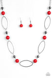 Paparazzi VINTAGE VAULT "Simple Stonework" Red Necklace & Earring Set Paparazzi Jewelry