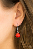 Paparazzi VINTAGE VAULT "Simple Stonework" Red Necklace & Earring Set Paparazzi Jewelry