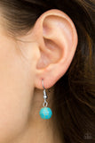 Paparazzi "Simple Stonework" Blue Stone Silver Bead Hoop Necklace & Earring Set Paparazzi Jewelry