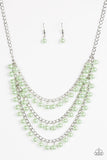 Paparazzi VINTAGE VAULT "Chicly Classic" Green Necklace & Earring Set Paparazzi Jewelry