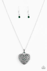 Paparazzi "Charmingly Casanova" Green Necklace & Earring Set Paparazzi Jewelry