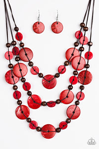 Paparazzi "South Beach Summer" Red Necklace & Earring Set Paparazzi Jewelry