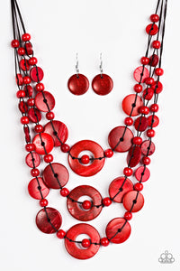 Paparazzi "Bali Boardwalk" Red Necklace & Earring Set Paparazzi Jewelry