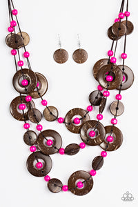 Paparazzi "Bahama Bungalow" Pink Necklace & Earring Set Paparazzi Jewelry