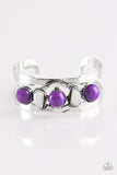 Paparazzi "Keep On TRIBE-ing" Purple and White Bead Silver Cuff Bracelet Paparazzi Jewelry