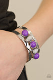 Paparazzi "Keep On TRIBE-ing" Purple and White Bead Silver Cuff Bracelet Paparazzi Jewelry