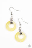 Paparazzi "Look High and GLOW" Yellow Moonstone Hoop Silver Earrings Paparazzi Jewelry