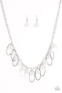 Paparazzi VINTAGE VAULT "Party Princess" White Necklace & Earring Set Paparazzi Jewelry