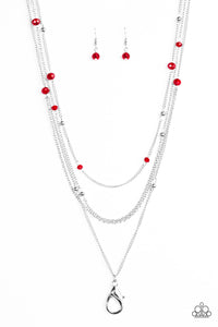 Paparazzi "On The Front SHINE" Red Lanyard Necklace & Earring Set Paparazzi Jewelry