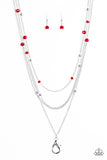 Paparazzi "On The Front SHINE" Red Lanyard Necklace & Earring Set Paparazzi Jewelry