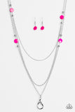 Paparazzi "So SHORE Of Yourself" Pink Lanyard Necklace & Earring Set Paparazzi Jewelry