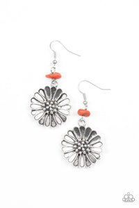 Paparazzi "Prairie Garden" Orange Pebble Floral Frame Earrings Paparazzi Jewelry