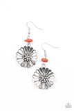 Paparazzi "Prairie Garden" Orange Pebble Floral Frame Earrings Paparazzi Jewelry