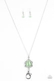 Paparazzi "Keep It On The Down GLOW" Green Lanyard Necklace & Earring Set Paparazzi Jewelry