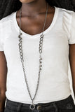 Paparazzi "Industrial Idol" Black Lanyard Necklace & Earring Set Paparazzi Jewelry