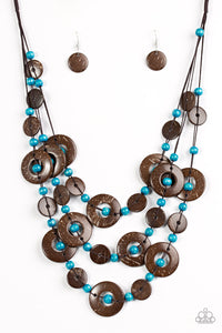 Paparazzi "Bahama Bungalow" Blue Necklace & Earring Set Paparazzi Jewelry