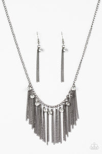 Paparazzi "In For The Long RUNWAY" Black Necklace & Earring Set Paparazzi Jewelry