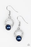 Paparazzi "A Win-Win" Blue Bead Rhinestone Silver Hoop Earrings Paparazzi Jewelry